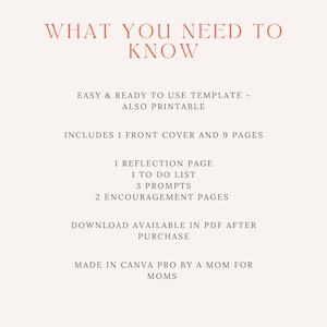 Może przedstawiać: Cyfrowy szablon z tekstem "WHAT YOU NEED TO KNOW" w miękkiej czerwonej czcionce. Szablon zawiera okładkę, 9 stron, stronę refleksji, listę rzeczy do zrobienia, 3 podpowiedzi i 2 strony zachęty. Dostępny do pobrania w formacie PDF.