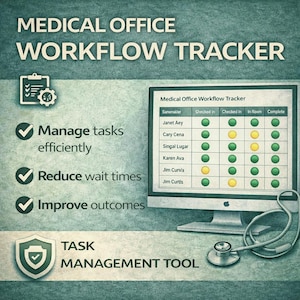 Seguimiento del flujo de trabajo del consultorio médico / Hoja de cálculo de operaciones clínicas / Plantilla de administración de atención médica
