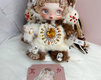 Custom Luxury Handmade Bling Crystal doll SkullPanda- Have A Good Run Series Sharp Wisdom Plush Pendant