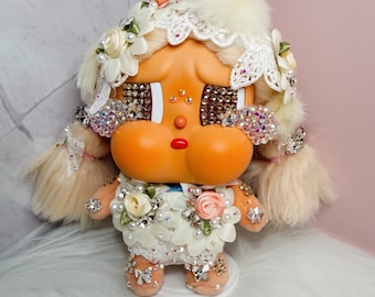 Custom Luxury Handmade Bling Crystal doll CryBaby Plush Pendant - Bedazzled Chilling On the Beach