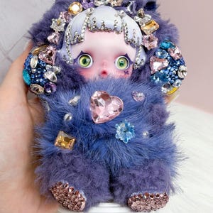 Plush Purple real Fur Skullpanda with Crystal Accessories SKULLPANDA × KUROMI Plush - Adorable Collectibles | TikTok main image 2
