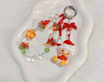 Handmade Kawaii Dimoo Doll Phone Charm, Cute Beaded Keychain, OOAK Art Toy Style Charm, Unique Gift for Her, Bag Charm