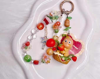 Handmade Kawaii Twinkle Twinkle Doll Phone Charm, Cute Beaded Keychain, OOAK Art Toy Style Charm, Unique Gift for Her, Bag Charm