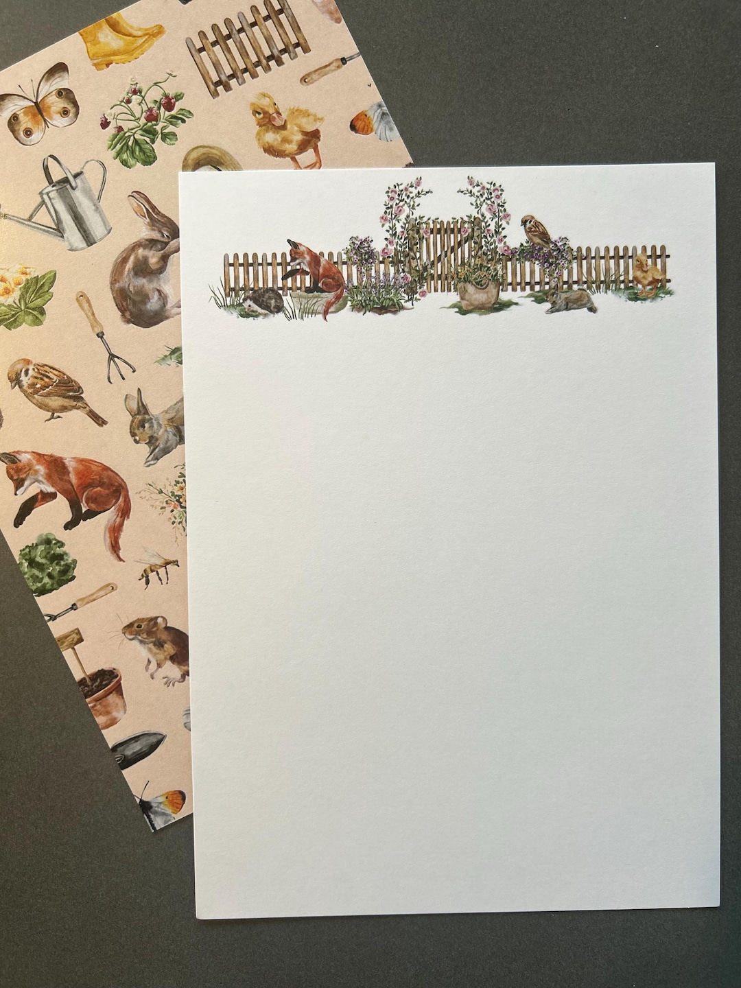 Notelets With Fox Pattern Set of 8: Spring Fox Notecards 5x7 - Etsy
