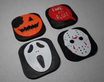 Horror Movie 4 Magnet Set | 3D Printed Slasher Fridge Magnets | Spooky Decor Set