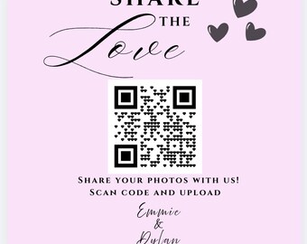 Hochzeit QR Code Vorlage zum Teilen von Bildern