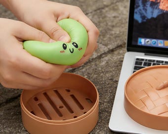 Gedämpftes Brötchen-Squeeze-Fidget-Spielzeug, sensorische Angst Relief Squishy mit Dampfer-Korb für Kinder Erwachsene