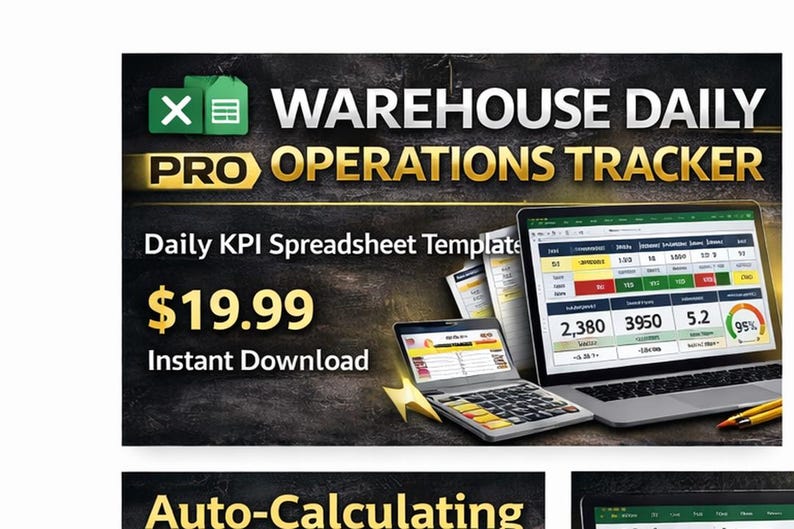 Warehouse Daily Operations Tracker | KPI Spreadsheet | Productivity ...