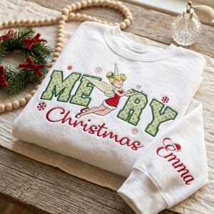 Embroidered Magical Pixie Merry Applique Sweatshirt, Magic Fairy Kingdom Xmas Crewneck, Winter Holiday Sweater, Magic Trip Shirt
