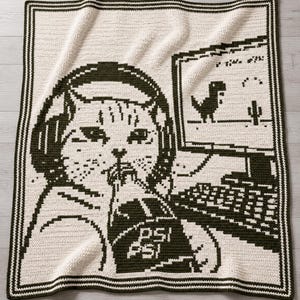 Currently Live | Cat Crochet Pattern Mosaic Crochet Blanket PATTERN ONLY PDF | Gamer Cat