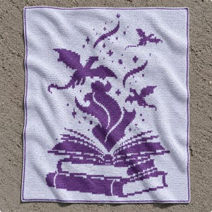 Unleashed | Dragon Blanket Pattern Mosaic Crochet Blanket PATTERN ONLY PDF | Bookish Crochet Pattern image 1