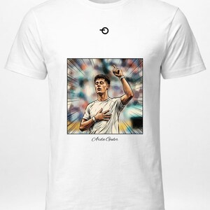 Camiseta com pôster vintage de Arda Guler | Estampa retrô de futebol | Real Madrid Turquia e Copa do Mundo de 2026 imagem 5