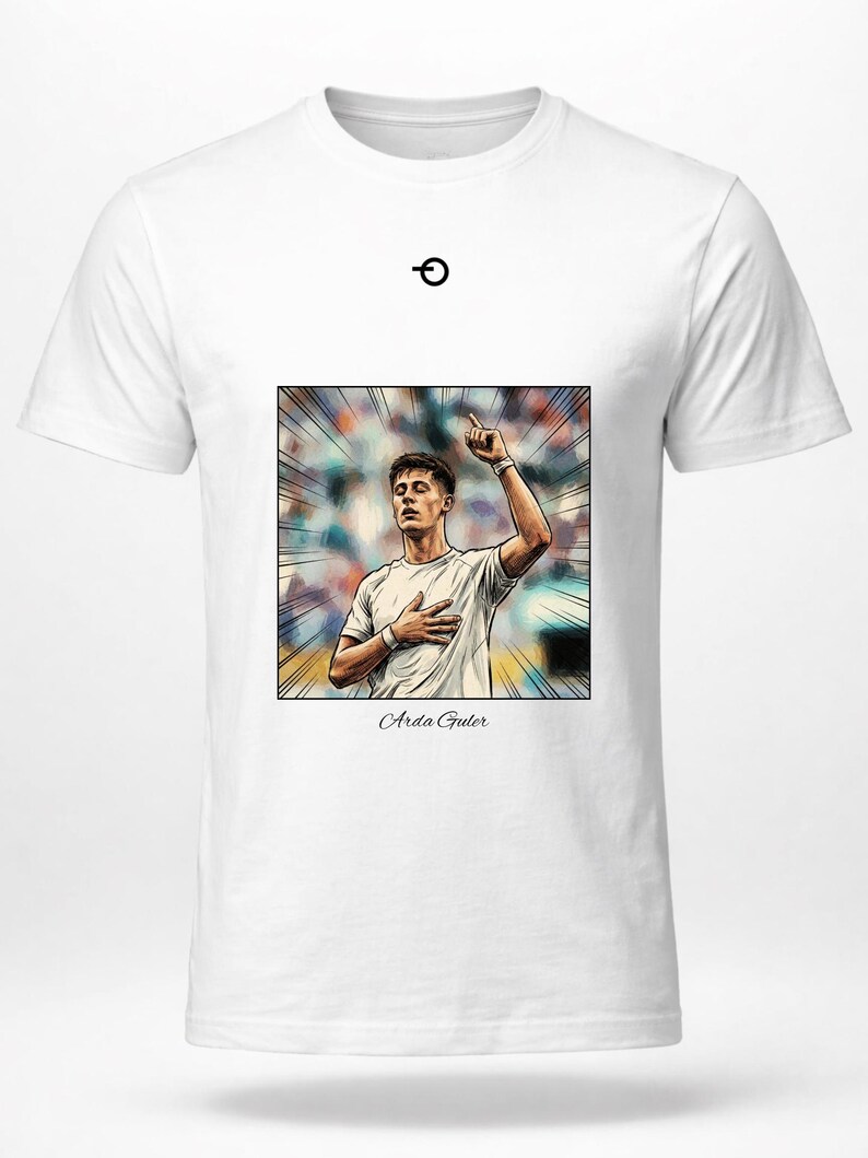 Camiseta com pôster vintage de Arda Guler | Estampa retrô de futebol | Real Madrid Turquia e Copa do Mundo de 2026 imagem 5