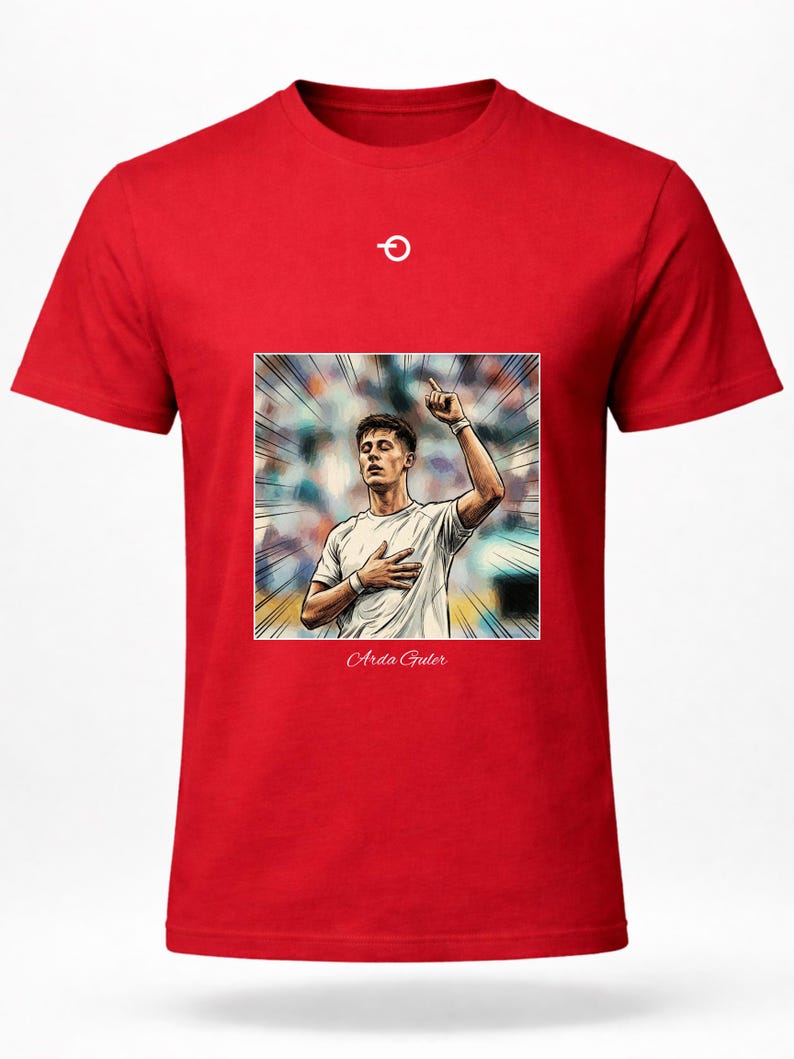 Camiseta com pôster vintage de Arda Guler | Estampa retrô de futebol | Real Madrid Turquia e Copa do Mundo de 2026 imagem 6