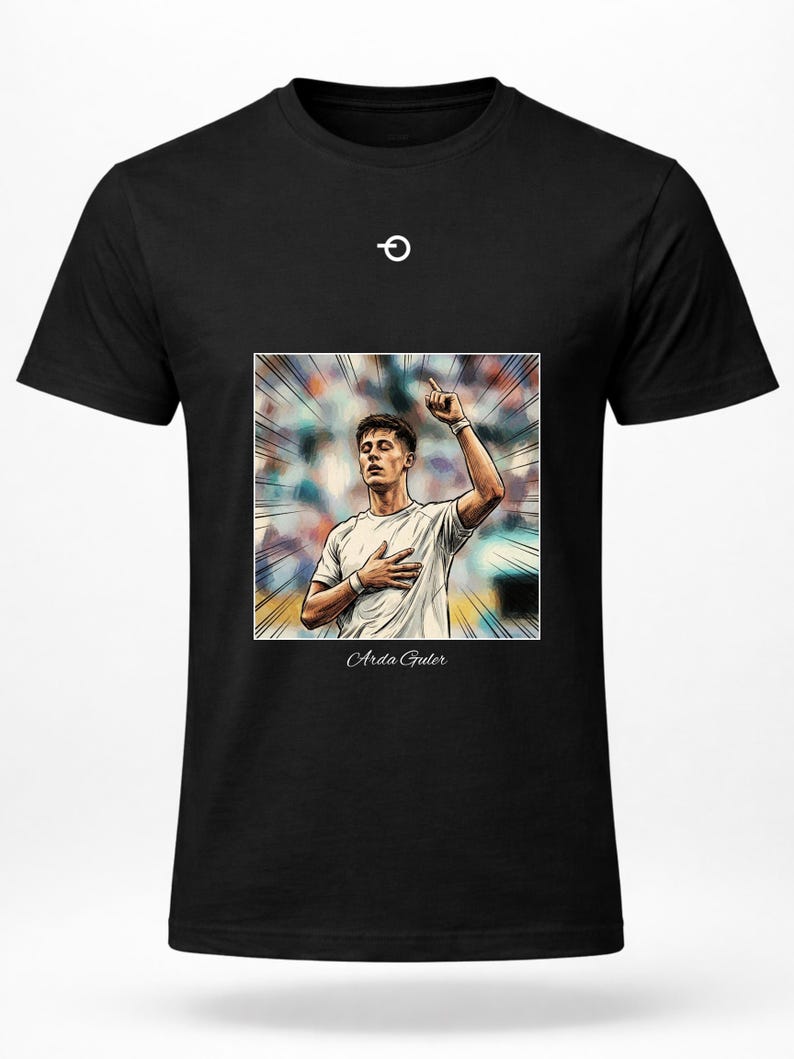 Camiseta com pôster vintage de Arda Guler | Estampa retrô de futebol | Real Madrid Turquia e Copa do Mundo de 2026 imagem 4