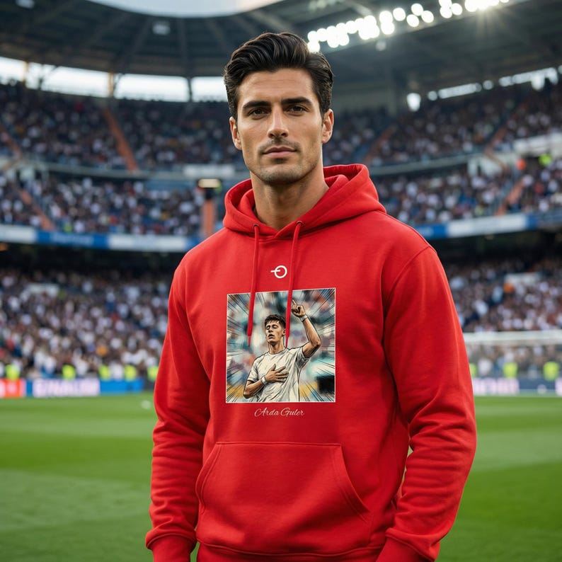 Sudadera con capucha estilo póster vintage de Arda Guler / Gráfico retro de fútbol / Real Madrid Turquía y Mundial 2026 imagen 1