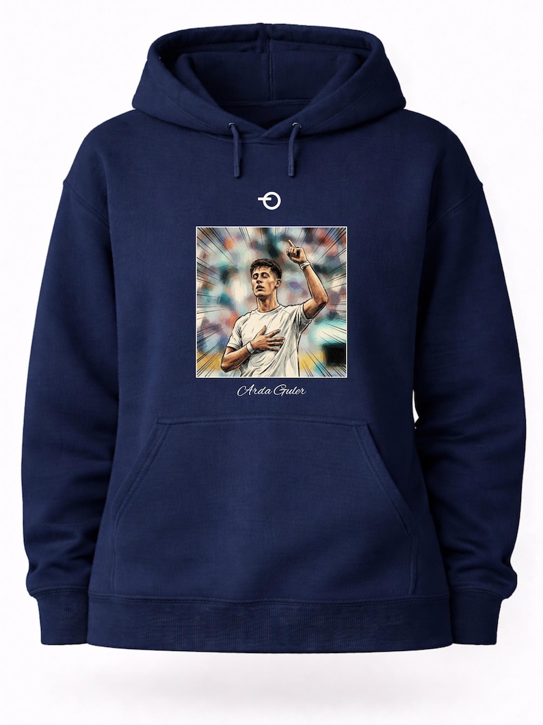 Sudadera con capucha estilo póster vintage de Arda Guler / Gráfico retro de fútbol / Real Madrid Turquía y Mundial 2026 imagen 7