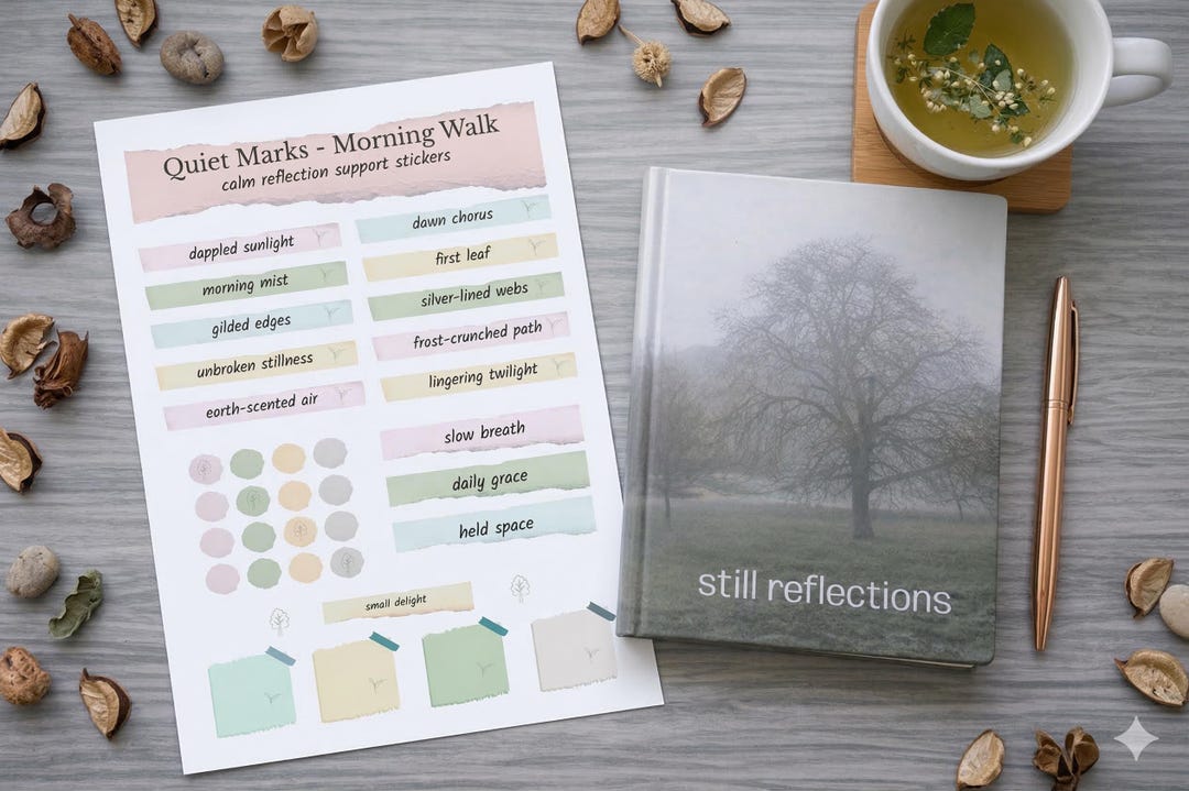 Reflection Sticker Example Morning Walk Reflection Stickers Digital Download | Calm Journal ...