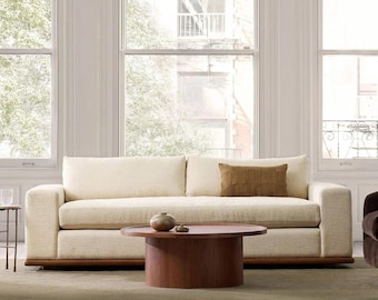 108 Inch Mid Century Modern Sofa, Sustainable Solid Wood Base Performance Fabric Couch
