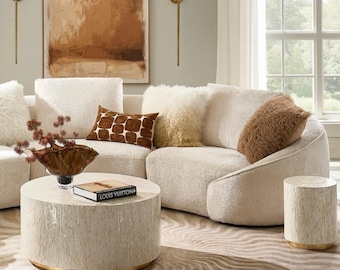 Curved Chenille Sectional Sofa Large Modern Round Couch Luxury Living Room Seating Minimalist Furniture