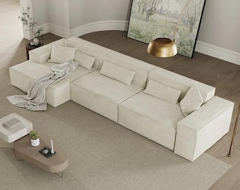 Modular Power Sleeper Sofa Bed Large Beige Fabric Deep Seat