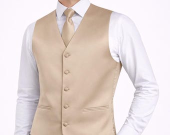 Men's 3-Piece Tuxedo Vest Set – Satin Waistcoat with Tie & Hanky Formal Events, Prom