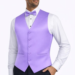 Men's Satin Tuxedo Vest Set with Bow Tie & Hanky for Formal Events, Prom