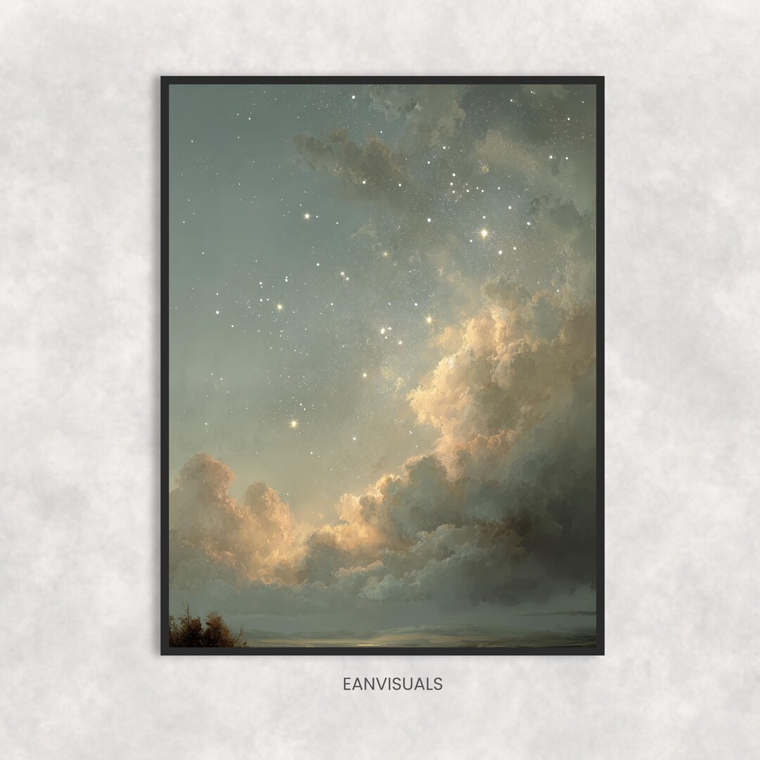 Celestial Night Sky Wall Art Vintage Star Cloud Printable - Etsy
