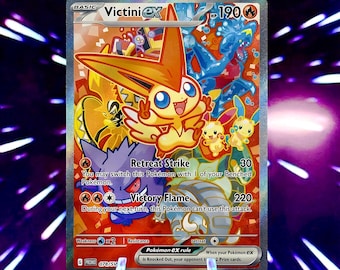 Victini ex 078/SV-P Promoção em Inglês – Cartão Pokémon com Arte Texturizada Completa para Fãs