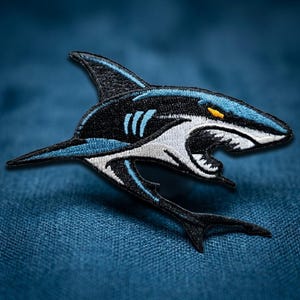Shark Embroidered Patch or Sticker - Iron On Ocean Predator Marine Life Applique for Jacket Backpack Hat