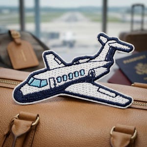 Airplane Embroidered Patch or Sticker - Iron On Aviation Pilot Travel Applique for Jackets