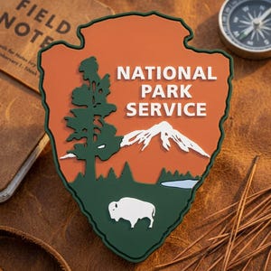 National Park Service PVC Patch – Mountain Buffalo Ranger Travel Badge Hook Backing