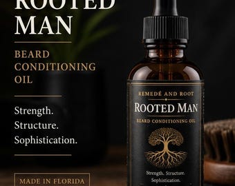 Rooted Man Beard Oil – Mahogany & Vetiver | Softening Beard Oil | Lightweight Non-Greasy | Black Pepper Blend | Men’s Grooming Oil