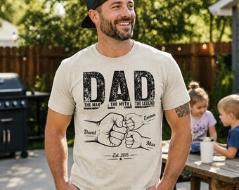 Custom Dad Fist Bump Shirt, Fathers Day Gift, Man Myth Legend Tee, Personalized Papa Top, Husband Birthday Present
