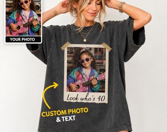 Custom Photo Comfort Colors Shirt, 40th Birthday Gift, Vintage Polaroid Tee, Personalized Picture Top, Retro Gag Present, Funny Face Apparel