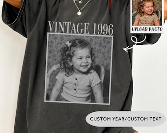 Custom Vintage Year Photo Shirt, 30th Birthday Gift, Comfort Colors Picture Tee, Funny 40th Birthday Top, 1994 Shirt, Retro Bootleg Tee