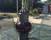 Antique Ship Lantern Rail Road Lantern hanging lantern red onion globe lighting boat train starboard port rustic vintage oil lamp captain