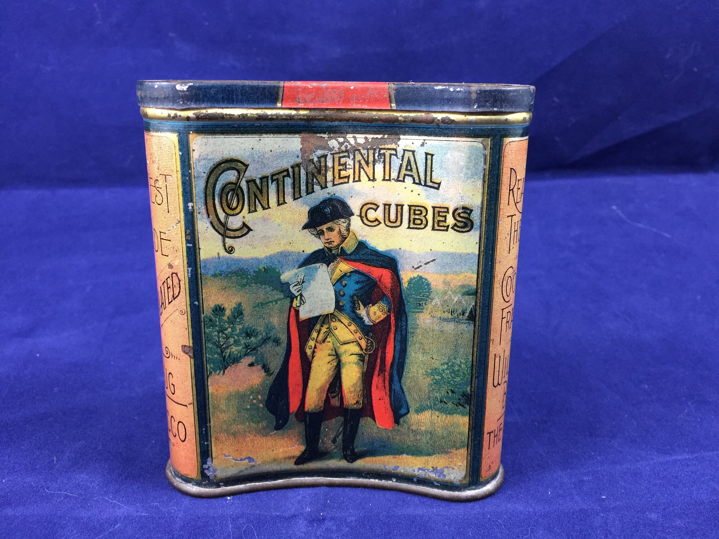 continental cubes tobacco tin Antique Tobacco Tin Continental Cubes George Washington American Tobacco Co  Pipe Smoker Cigar Cigarette Humidor Advertising Historical