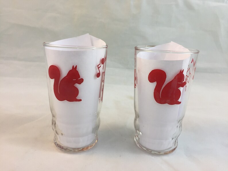 2 Dancing Cat Swanky Swig 5 Oz Animal Juice Glasses Vintage Etsy