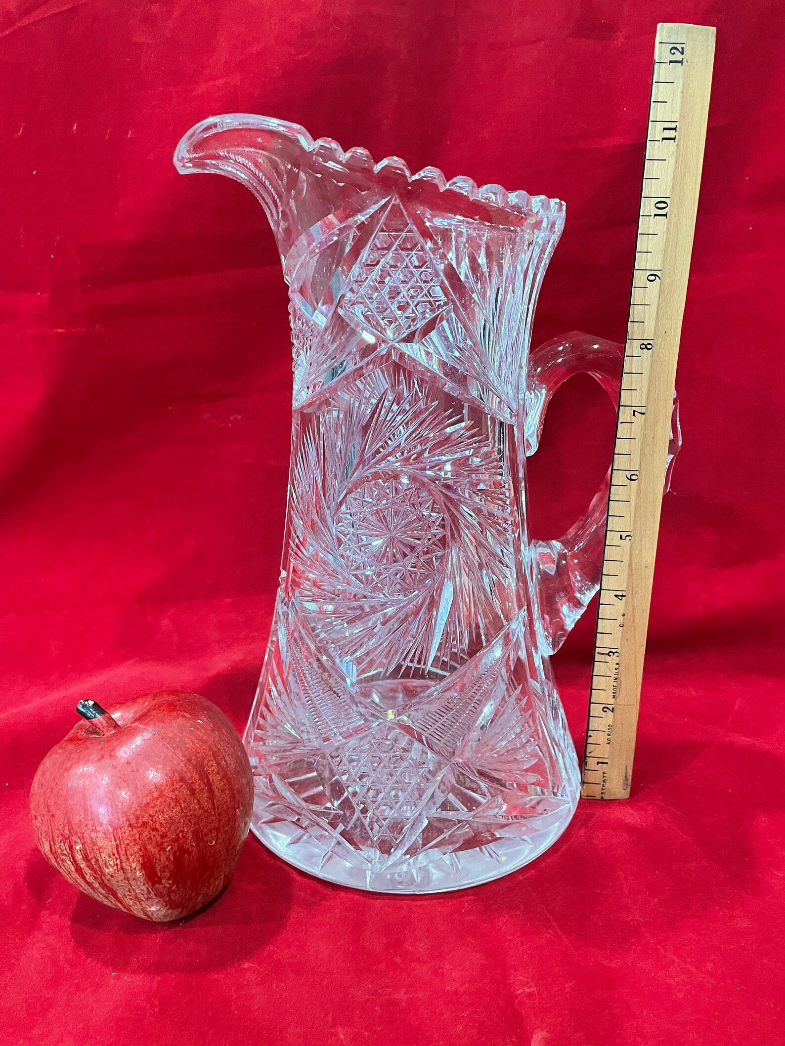 American Brilliant Period Crystal Cut Glass Pitcher Antique Etsy