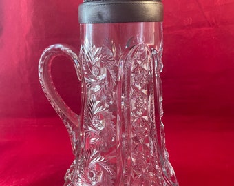 American Brilliant Period Crystal Cut Glass Pitcher / Tankard lead crystal 1800's pitcher