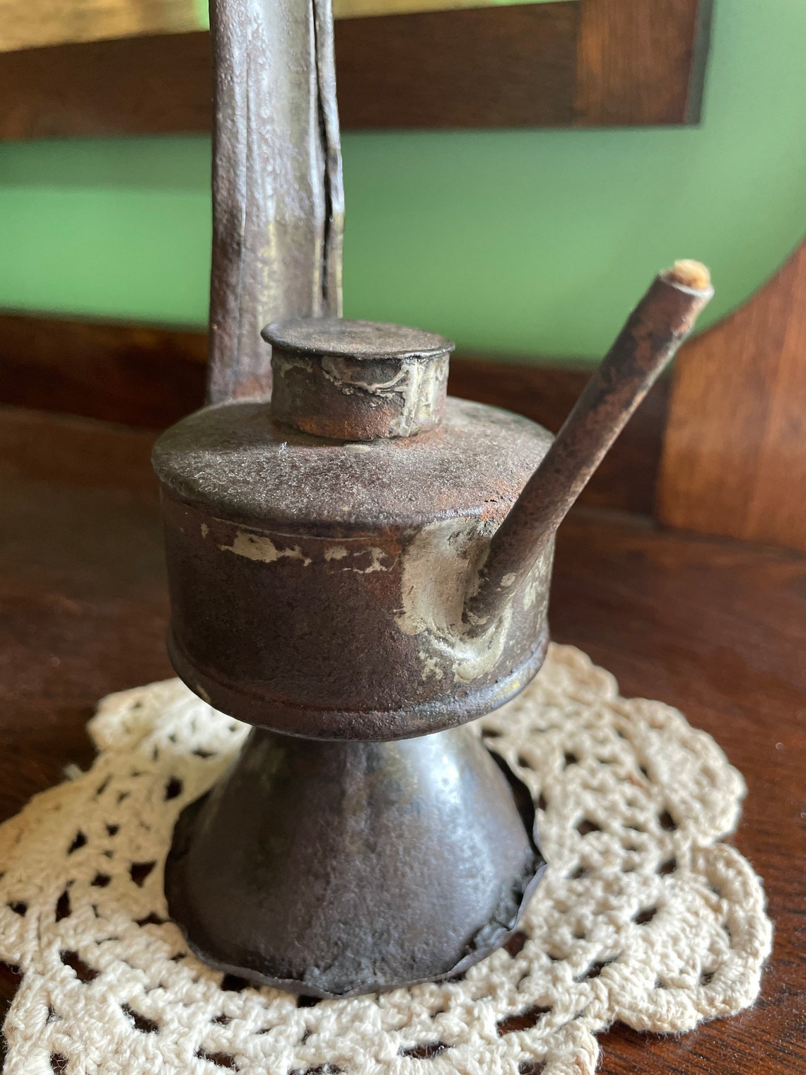 Antique Tin Oil Lamp petite oil lamp primitive lighting Etsy