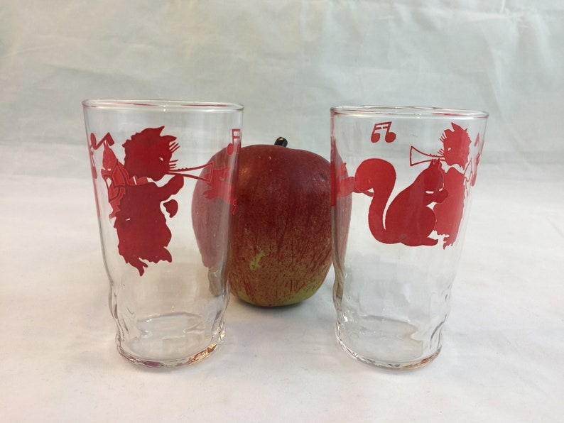 2 Dancing Cat Swanky Swig 5 Oz Animal Juice Glasses Vintage Etsy