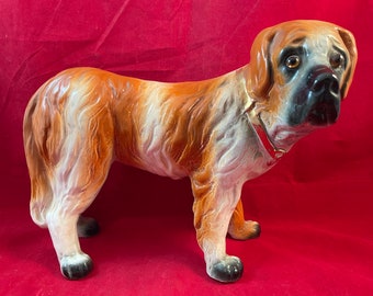 Staffordshire Saint Bernard Dog Antique Staffordshire standing St. Bernard English porcelain dog sculptures Staffordshire figurine