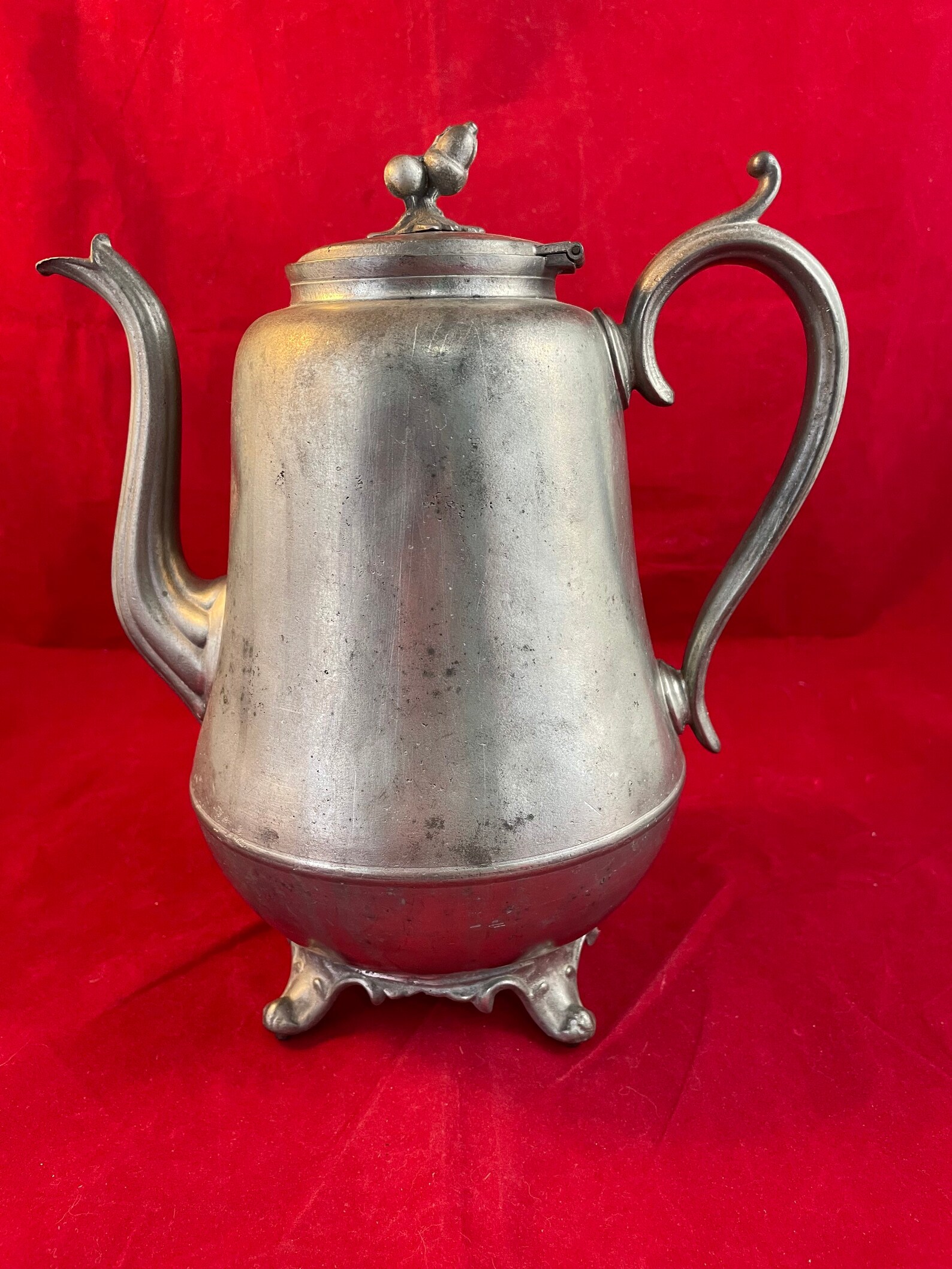 1800s Pewter Tea Pot With Acorn Finial Signed Hallmark Etsy
