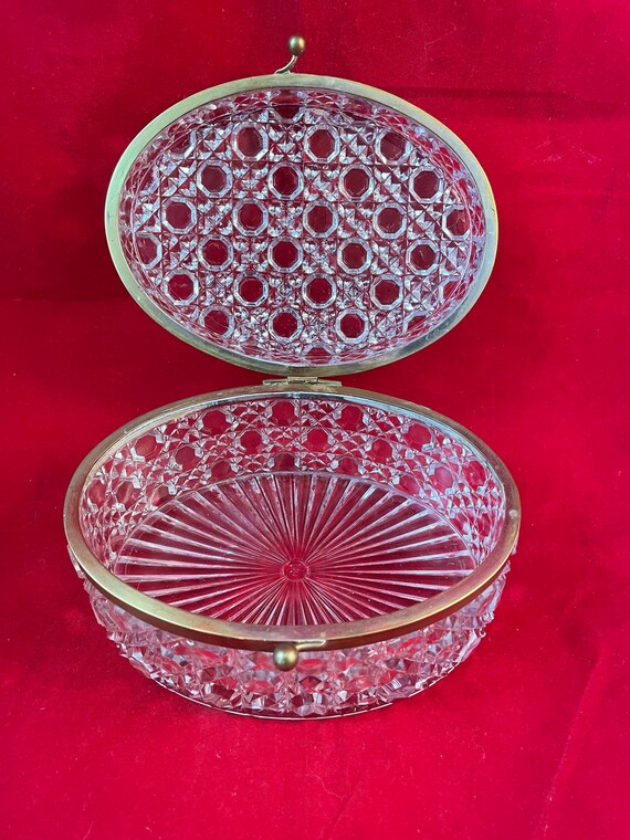 Antique Cut Glass Casket Jewelry Box Dresser Box Gem