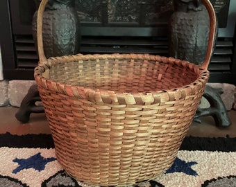 Antique Splint Gathering Basket  buttocks basket melon basket  bread basket