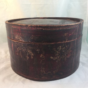 Antique Pantry Box painted bentwood pantry box country kitchen primitive vintage hand painted Folk Art cottage chic collectible farmhouse