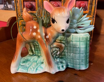 Vintage Bambi Planter Disney Bambi deer McCoy Shawnee Pottery deer figurine Walt Disney  nursery decor