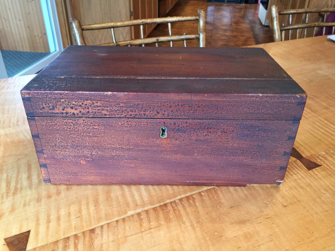 Antique Document Box Primitive Lock Box Antique Writing Box Etsy